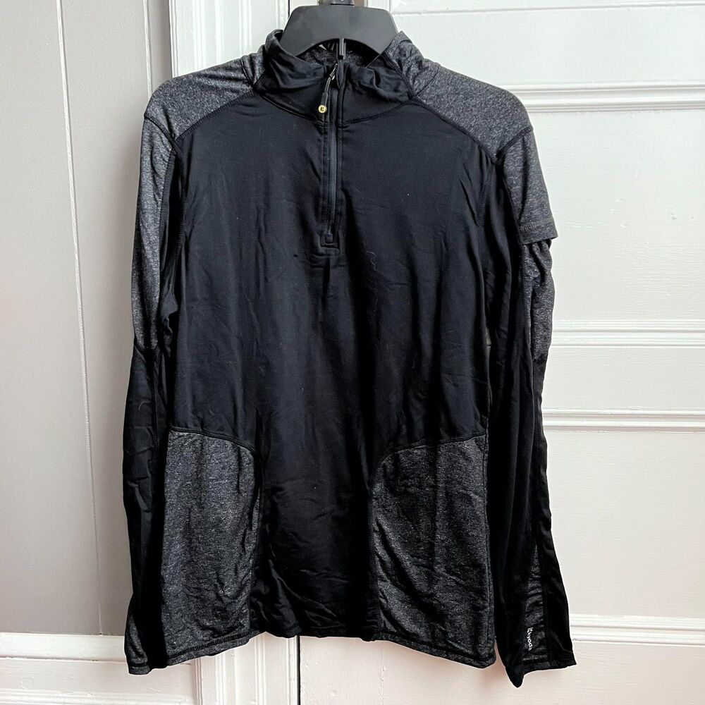 Kyodan Black & Gray 1/4 Zip Turtleneck Thin Pullover Sports Athletic Jacket M